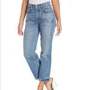 NWOT GRLFRND Linda Straight Leg Crop Jeans